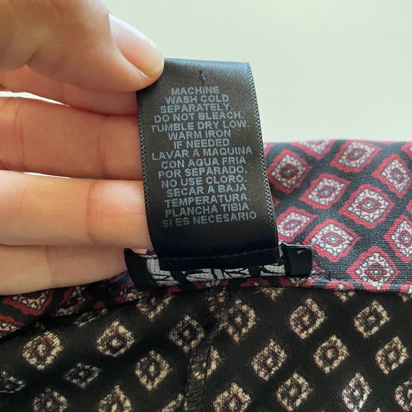 Vintage Y2K BCBG Sheath Shift Print Black Shirt Midi Dress MEDIUM Long Sleeve - Picture 7 of 7